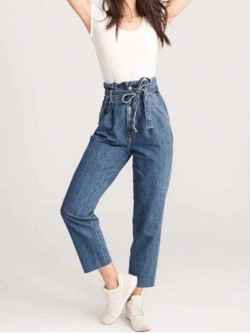 Abercrombie & Fitch Ultra High Rise Paperbag Waist Mom Jeans Sz 27 90s Relaxed